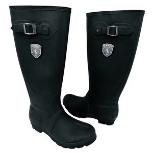 Kamik Jennifer Tall Black Waterproof Rubber Riding Style Rain Boots Size 7